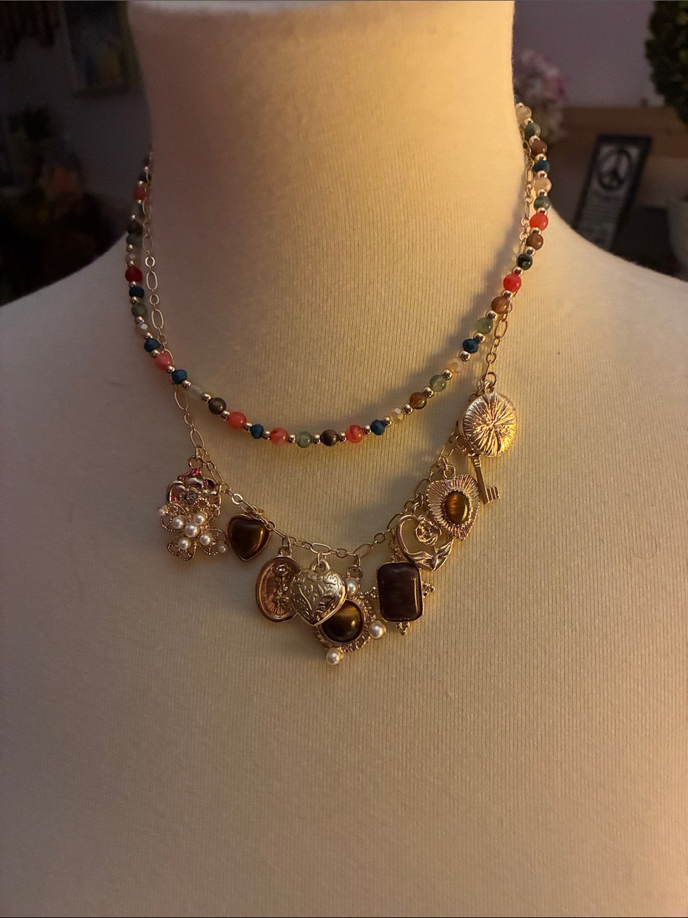 2in1 Victorian charm necklace